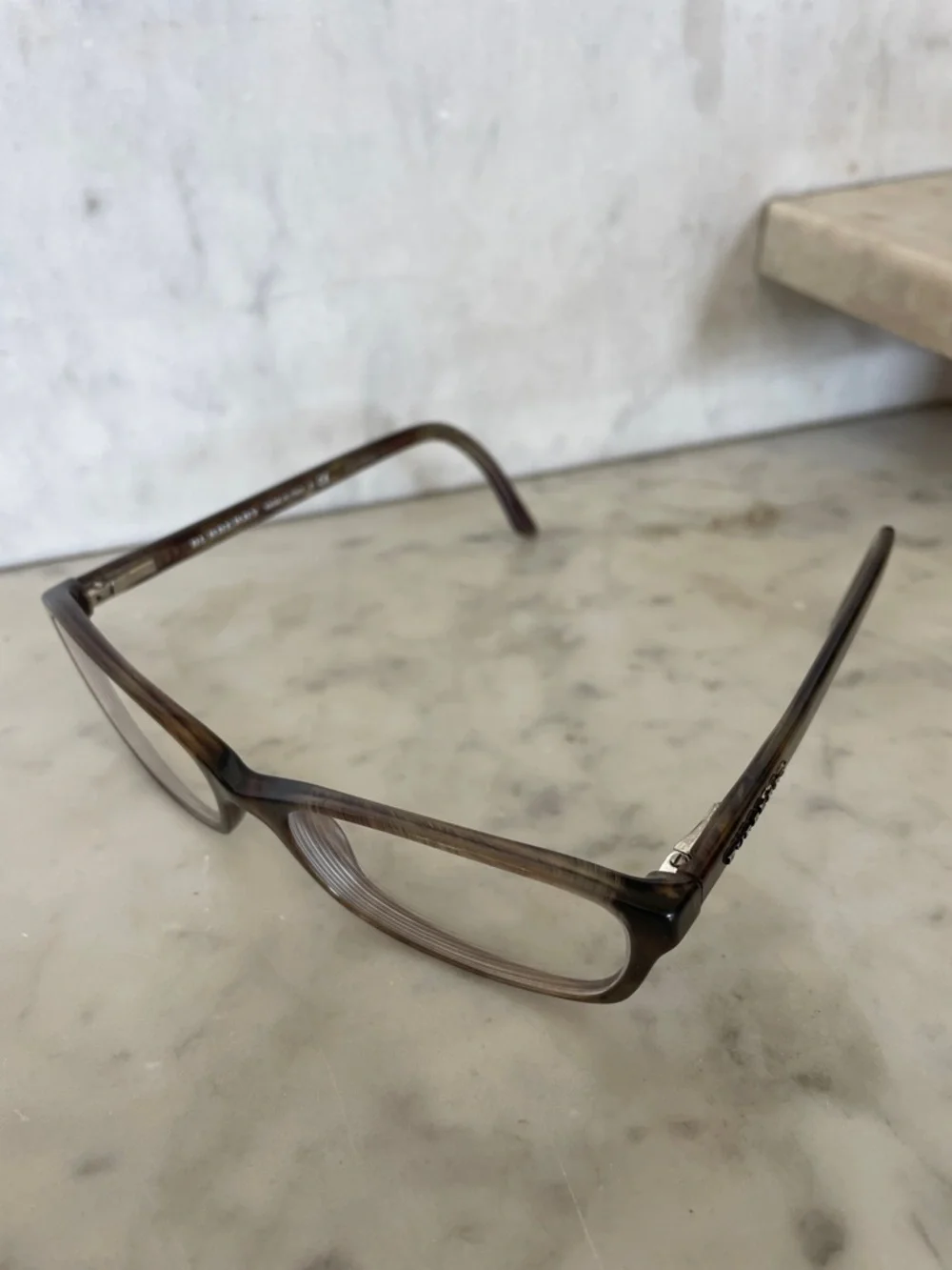 BURBERRY Havana Brown Tortoiseshell Rectangular RX Glasses